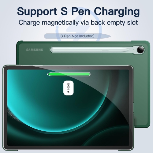 Case for Samsung Galaxy Tab S9 FE 10.9-Inch, Slim Translucent Back Tri-Fold Stand Protective Tablet Cover, Rechargeable Battery Batteries Replacement