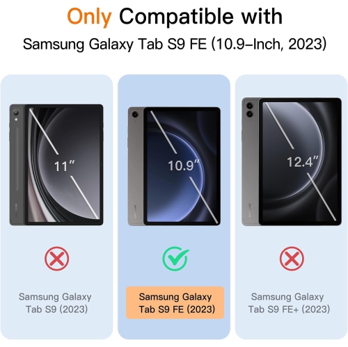 Case for Samsung Galaxy Tab S9 FE 10.9-Inch with S Pen Holder, Soft TPU Tri-Fold Stand Protective Tablet Cover, Rechargeable Battery Batteries