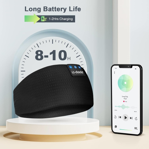 Casque d'écoute Sleep Tête, Tête de sport Bluetooth , Haut-parleurs stéréo HD ultraminces Casque d'écoute Casque d'écoute Pile rechargeable Piles