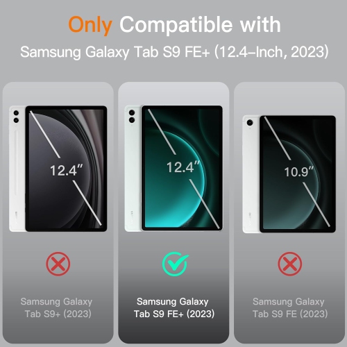 Case for Samsung Galaxy Tab S9 FE+ / S9 FE Plus 12.4-Inch with S Pen Holder, Slim Folio Stand Protective Tablet Rechargeable Battery Batteries