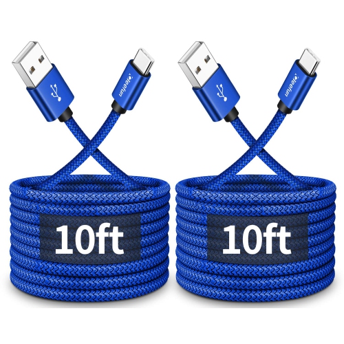 CLEEFUN  Long USB C Cable 10Ft, 2-Pack Type C Cable Fast Charge 10 Ft, USB C Charging Cord for Iphone 15 Pro Max, Rechargeable Battery Batteries