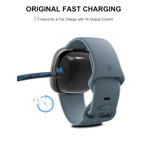 Chargeur BICE Compatible avec le chargeur Sense Versa 3 de Fitbit Câble de recharge USB pour Sense 2 Sense Versa 4 Batteries Ni-MH AAA pour Panasonic