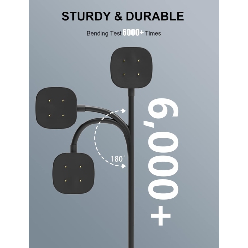 Chargeur BICE Compatible avec le chargeur Sense Versa 3 de Fitbit Câble de recharge USB pour Sense 2 Sense Versa 4 Batteries Ni-MH AAA pour Panasonic