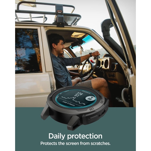 Protecteur d'écran en verre trempé [GlasTR EZ FIT] Conçu pour Garmin Instinct 2 - Paquet de 2 piles rechargeables Ni-MH AAA pour Panasonic 1,2&nbsp;V