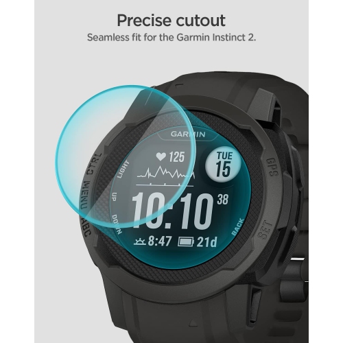 Protecteur d'écran en verre trempé [GlasTR EZ FIT] Conçu pour Garmin Instinct 2 - Paquet de 2 piles rechargeables Ni-MH AAA pour Panasonic 1,2&nbsp;V