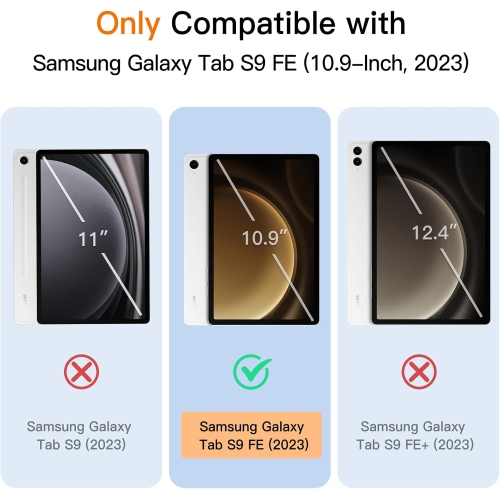 Case for Samsung Galaxy Tab S9 FE 10.9-Inch, Slim Translucent Back Tri-Fold Stand Protective Tablet Cover, Rechargeable Battery Batteries Replacement