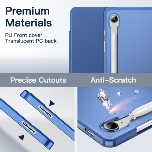 Case for Samsung Galaxy Tab S9 FE 10.9-Inch, Slim Translucent Back Tri-Fold Stand Protective Tablet Cover, Rechargeable Battery Batteries Replacement