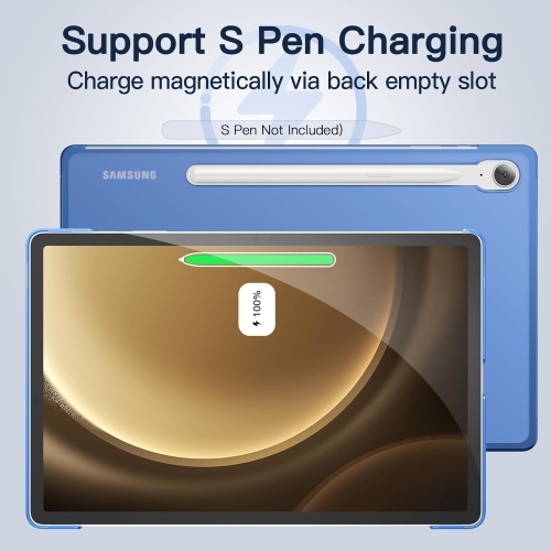 Case for Samsung Galaxy Tab S9 FE 10.9-Inch, Slim Translucent Back Tri-Fold Stand Protective Tablet Cover, Rechargeable Battery Batteries Replacement