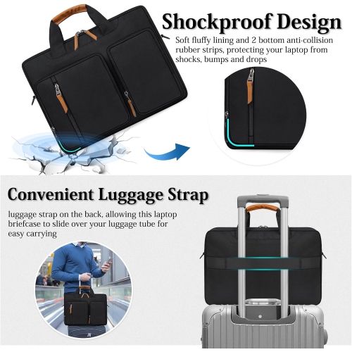 Laptop Bag Case 15-15.6 Inch Waterproof Laptop Sleeve Slim Briefcase Business Computer Carrying Bag with Shoulder Strap Rechargeable Battery