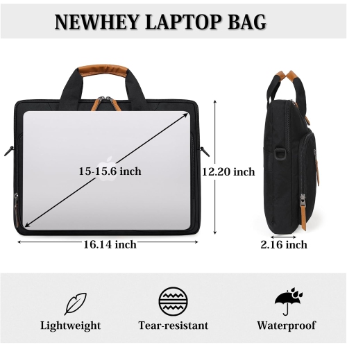 Laptop Bag Case 15-15.6 Inch Waterproof Laptop Sleeve Slim Briefcase Business Computer Carrying Bag with Shoulder Strap Rechargeable Battery
