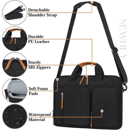 Laptop Bag Case 15-15.6 Inch Waterproof Laptop Sleeve Slim Briefcase Business Computer Carrying Bag with Shoulder Strap Rechargeable Battery