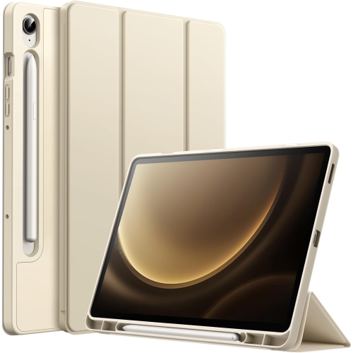 Case for Samsung Galaxy Tab S9 FE 10.9-Inch with S Pen Holder, Soft TPU Tri-Fold Stand Protective Tablet Cover, Rechargeable Battery Batteries Replac