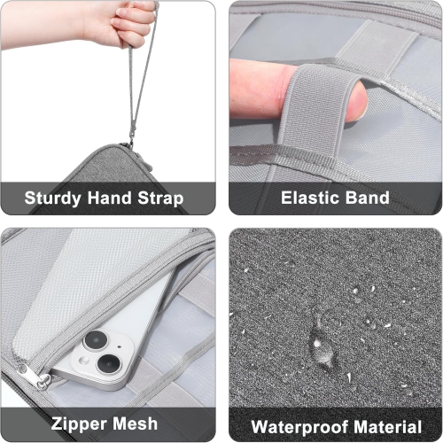 Organisateur électronique de voyage à deux couches pour câbles Sac de rangement portatif pour câble, téléphone, chargeur, alimentation, piles