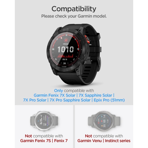 Tempered Gl Screen Protector [GlasTR EZ FIT] designed for Garmin Fenix 7X Solar/Fenix 7X Solar/Fenix Rechargeable Battery Batteries Replacement Ni-MH