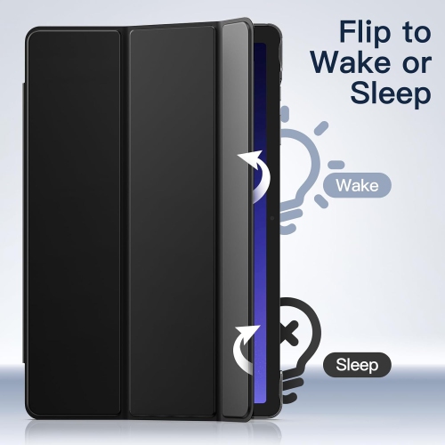 Étui pour Galaxy Tab S9 Plus de 12 4&nbsp;po de Samsung, étui protecteur à trois plis avec support à dos translucide, support de piles rechargeables