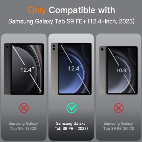 Case for Samsung Galaxy Tab S9 FE+ / S9 FE Plus 12.4-Inch with S Pen Holder, Slim Folio Stand Protective Tablet Rechargeable Battery Batteries
