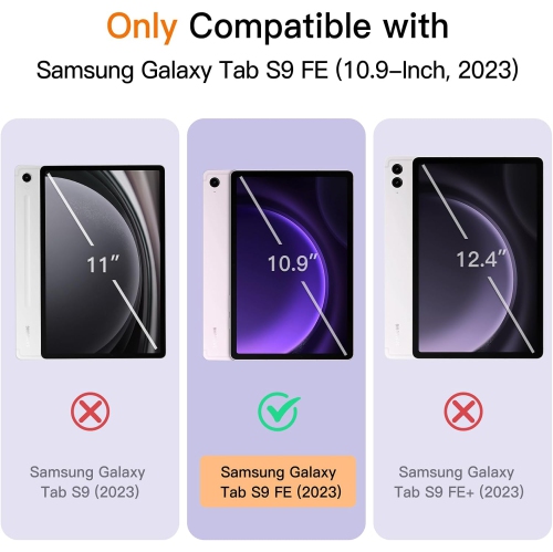 Case for Samsung Galaxy Tab S9 FE 10.9-Inch with S Pen Holder, Soft TPU Tri-Fold Stand Protective Tablet Cover, Rechargeable Battery Batteries