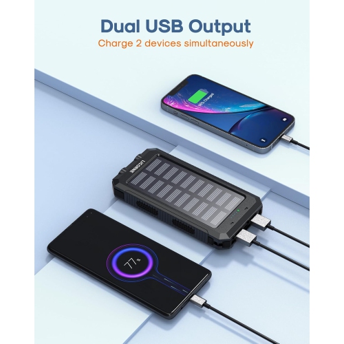 Solar Charger Power Bank Fast Charging - 30000mAh Portable Solar Phone y Panel Charger, QC3.0 Dual USB Port Rechargeable Battery Batteries