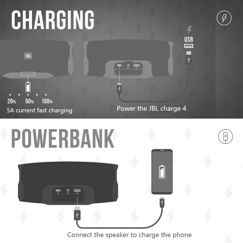 FEIYIU USB Fast Power Charging Charger Cable Cord for JBL Charge 4 Charge 5 JBL Pulse 4 4 JBL Flip Rechargeable Battery Batteries Replacement Ni-MH