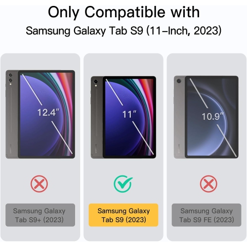 Case for Samsung Galaxy Tab S9 11-Inch with S Pen Holder, Slim Folio Stand Protective Tablet Cover, Multi-Angle Rechargeable Battery Batteries