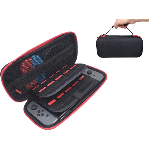 Portable Carry Storage Cases Compatible with Nintendo Switch NS Hard Shell Travel Case Bag Box Pouch Rechargeable Battery Batteries Replacement Ni-MH