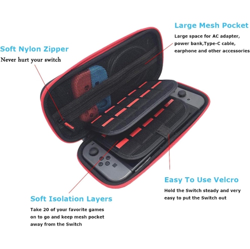 Étuis de rangement portatifs compatibles avec la Nintendo Switch NS Étui de transport rigide Sac Pochette de rangement Piles rechargeables Ni-MH AAA