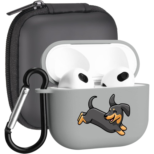 MAYCARI  Cute Dog Case for Airpods 3Rd Generation w Keychain, Cartoon Animal Design Protective Soft Tpu Cover Rechargeable Battery Batteries