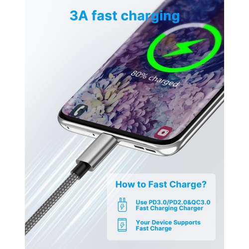 USB C Charger Cable 2Pack 3ft+6ft USB A to USB C Cable, Braided Type C Charger Cable Fast Charging Cord for Samsung Rechargeable Battery Batteries