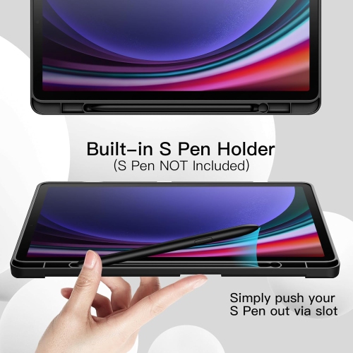 Étui pour Samsung Galaxy Tab S9 de 11&nbsp;po avec support S Pen, étui protecteur en TPU souple à trois plis pour tablette, piles rechargeables Ni-MH