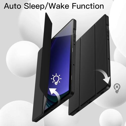 Étui pour Samsung Galaxy Tab S9 de 11&nbsp;po avec support S Pen, étui protecteur en TPU souple à trois plis pour tablette, piles rechargeables Ni-MH