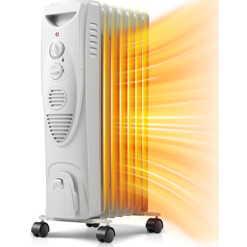 ZAFRO 1500W Oil Filled Radiator Heater, Portable Electric Heater with 3 Heat Settings, Adjustable Thermostat, Overheat & Tip-Over Protection, Oil Hea