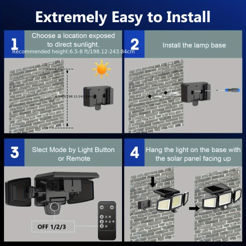 Iseyyox 270° Wide Angle Flood Wall Lights with 3 Modes