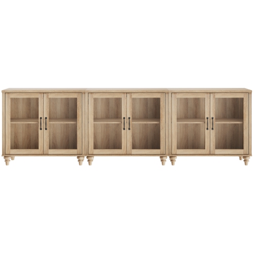 WAMAPT Sideboard Buffet Cabinets with 6-Glass Door,Large Kitchen Storage Cabinets,Wood Coffee Bar Tables with Adjustable Shelf for Dining Room,Living