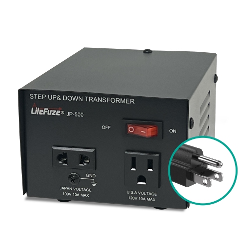 Transformateur de haut en bas robuste JP-500 de LiteFuze - Convertisseur de tension 500&nbsp;W Électroménagers japonais et américains uniquement avec