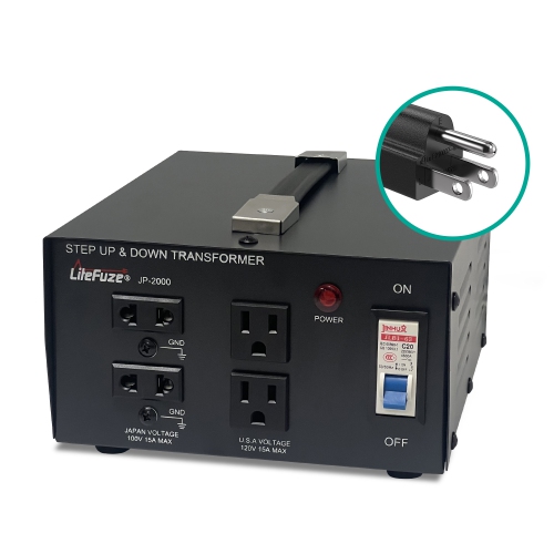 LiteFuze 2000w Step-Up/step-Down Transformer for Japanese and US appliances with 2 Outputs Sockets - Premium Copper Coil, Noise Reduction, and