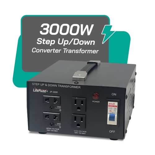 Transformateur de tension 3000 W Japon de Litefuze - Monter/descendre de 100 V à 120 V et 120 V à 100 V - Certifié CE avec protection de