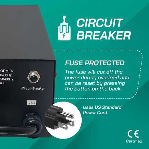 Transformateur de tension 3000 W Japon de Litefuze - Monter/descendre de 100 V à 120 V et 120 V à 100 V - Certifié CE avec protection de