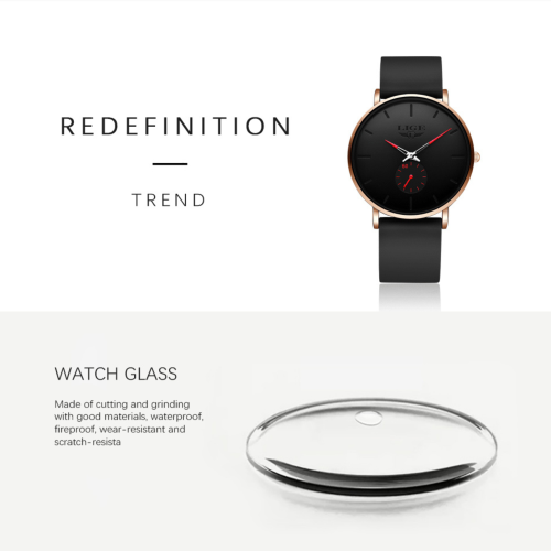 Montre à quartz classique pour hommes LIGE | Ultramince | Étanche 3 ATM et résistance aux rayures | TUTT Exclusive