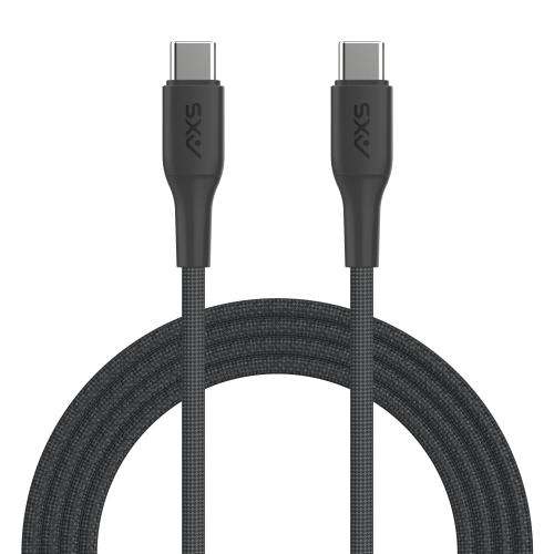 AXS BY AXESSORIZE  Axs Procharge Premium USB-C to USB-C Braided Cable (1.2M) | Black/grey