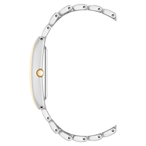 Montre rectangulaire pour femmes 25 mm bicolore d'Anne Klein avec cadran noir et bracelet doré et argenté