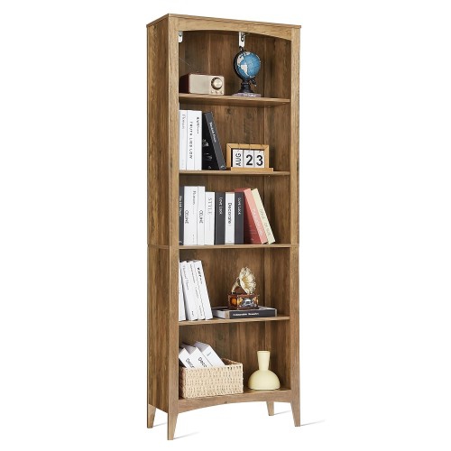 Bibliothèque en bois à 5 niveaux, étagère ouverte en H 167&nbsp;cm avec tablettes de rangement pour la maison, la chambre à coucher, le bureau