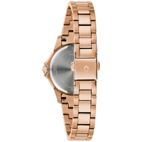 Bulova Ladies Crystal Quartz Box-Set 31.5mm Rose Gold-Tone Stainless Steel Case and Bracelet with Rose Gold-Tone Dial with corresponding Heart