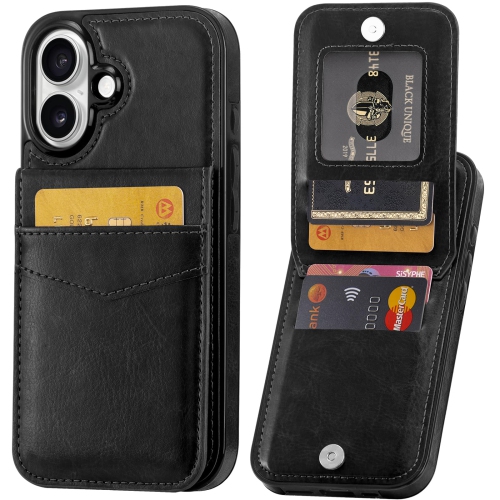 IPhone 16, étui souple en cuir PU avec porte-carte, béquille, étui protecteur mince pour iPhone 16 6,1&nbsp;po