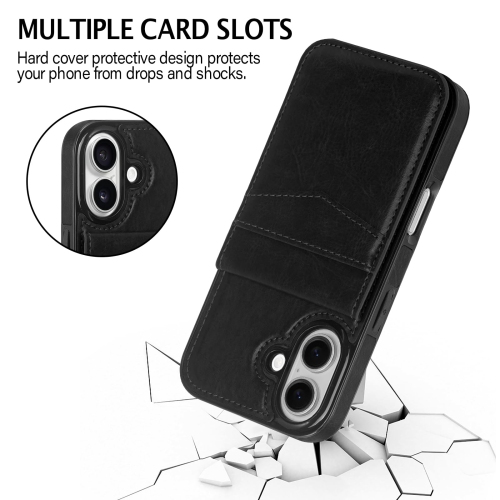 IPhone 16, étui souple en cuir PU avec porte-carte, béquille, étui protecteur mince pour iPhone 16 6,1&nbsp;po