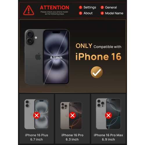 iPhone 16 Case Wallet with Card Holder RFID Blocking & Slide Camera Cover, Military Grade Drop Protection, Rugged Hard Back & Silicone Edge Phone