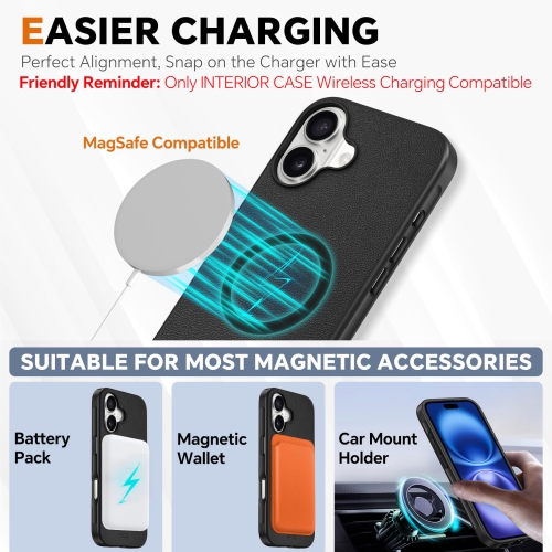 Wallet Case for iPhone 16 5G, PU Leather Magnetic Detachable Shockproof Case, Wireless Charge 4 Card Holder RFID Blocking Flip Cover Compatible with