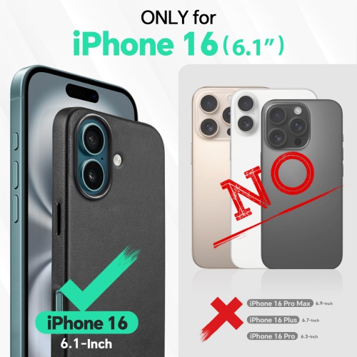 IPhone 16 6,1&nbsp;po avec portefeuille amovible, 5 porte-cartes, support ajustable, portefeuille, chargeur sans fil antidérapant, blocage RFID, étui