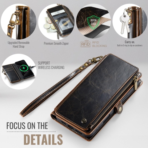 Étui pour iPhone 16? Blocage RFID? Pour iPhone 16 Étui portefeuille pour femme homme avec porte-carte, PU cuir fermeture éclair éclair étui