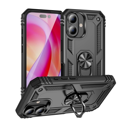 [CS] Hybrid Magnetic Hard Kickstand Case Cover with Ring Holder for Samsung Galaxy A06, Black