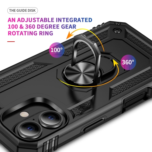 [CS] Hybrid Magnetic Hard Kickstand Case Cover with Ring Holder for Samsung Galaxy A06, Black